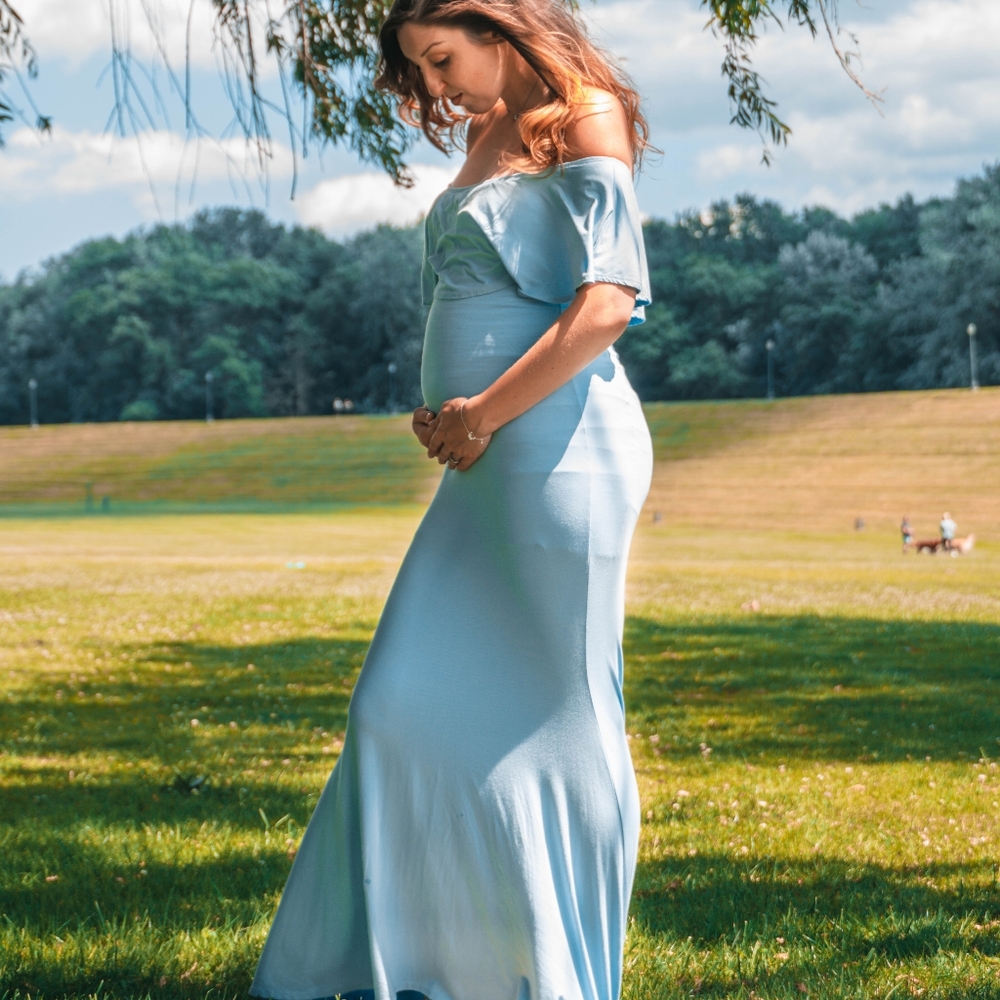Blue maternity dress - size small